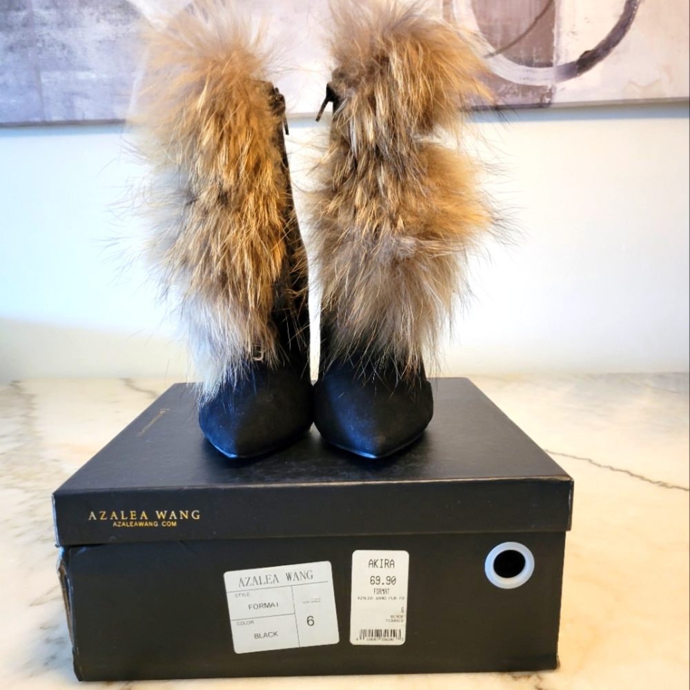 Azalea Wang Brown Faux Fur Embellished Boots
